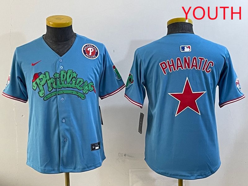 Youth Philadelphia Phillies Blank Light Blue Four generations joint name 2025 Nike MLB Jersey style 2->philadelphia phillies->MLB Jersey